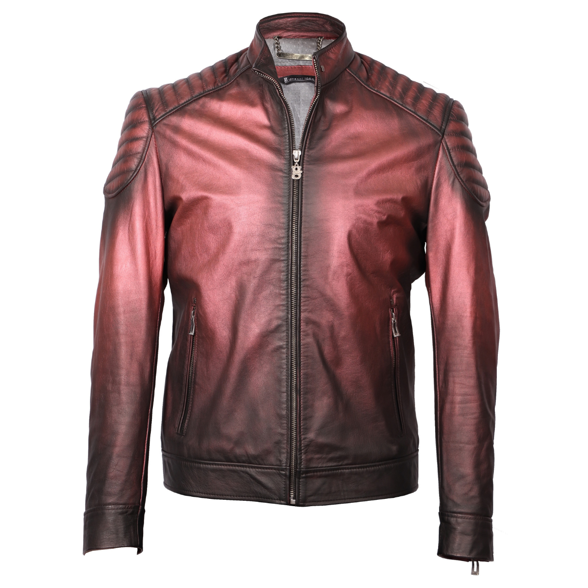 Chaqueta de Cuero Metalizado con Diseño Clásico
