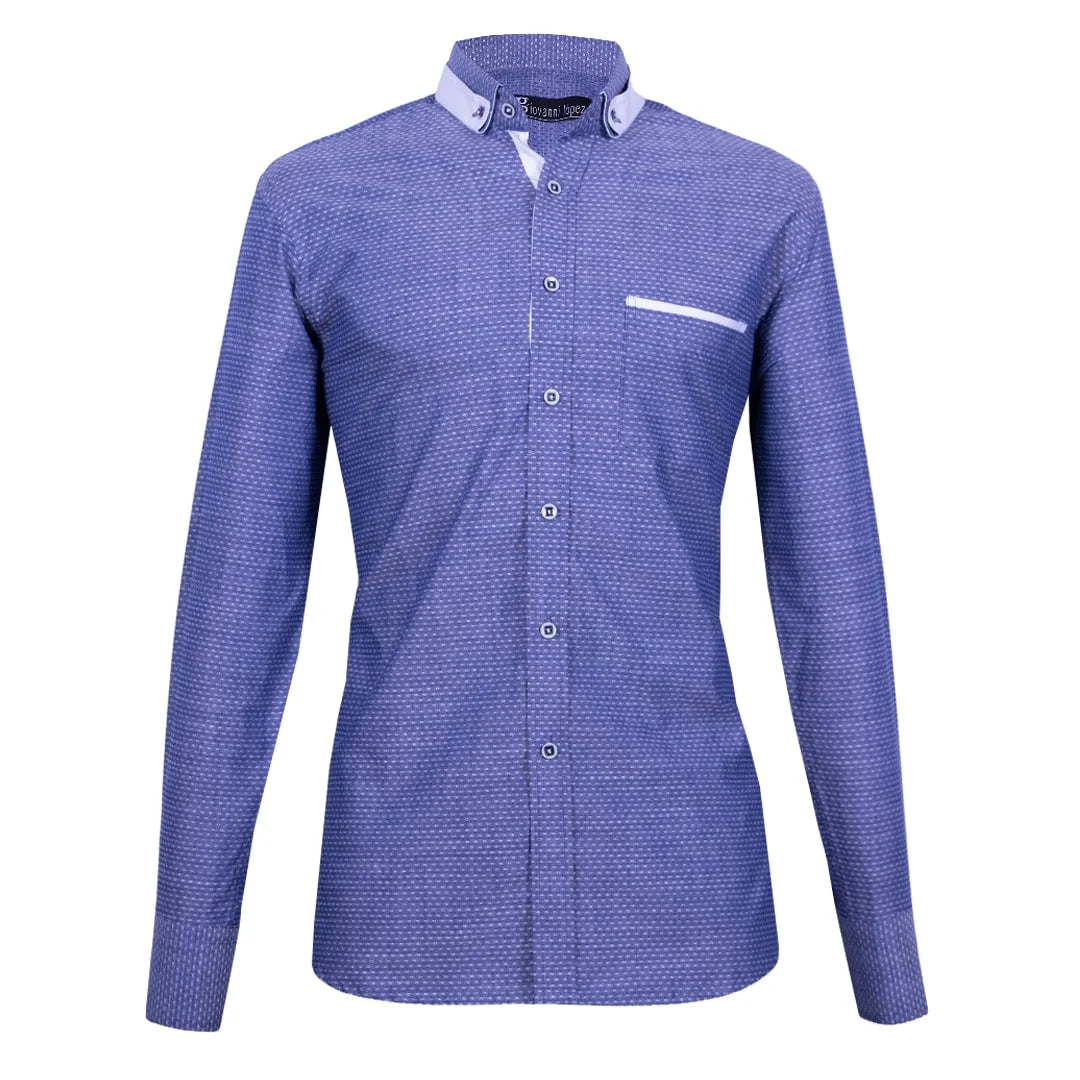 Camisa azul con detalles en blanco