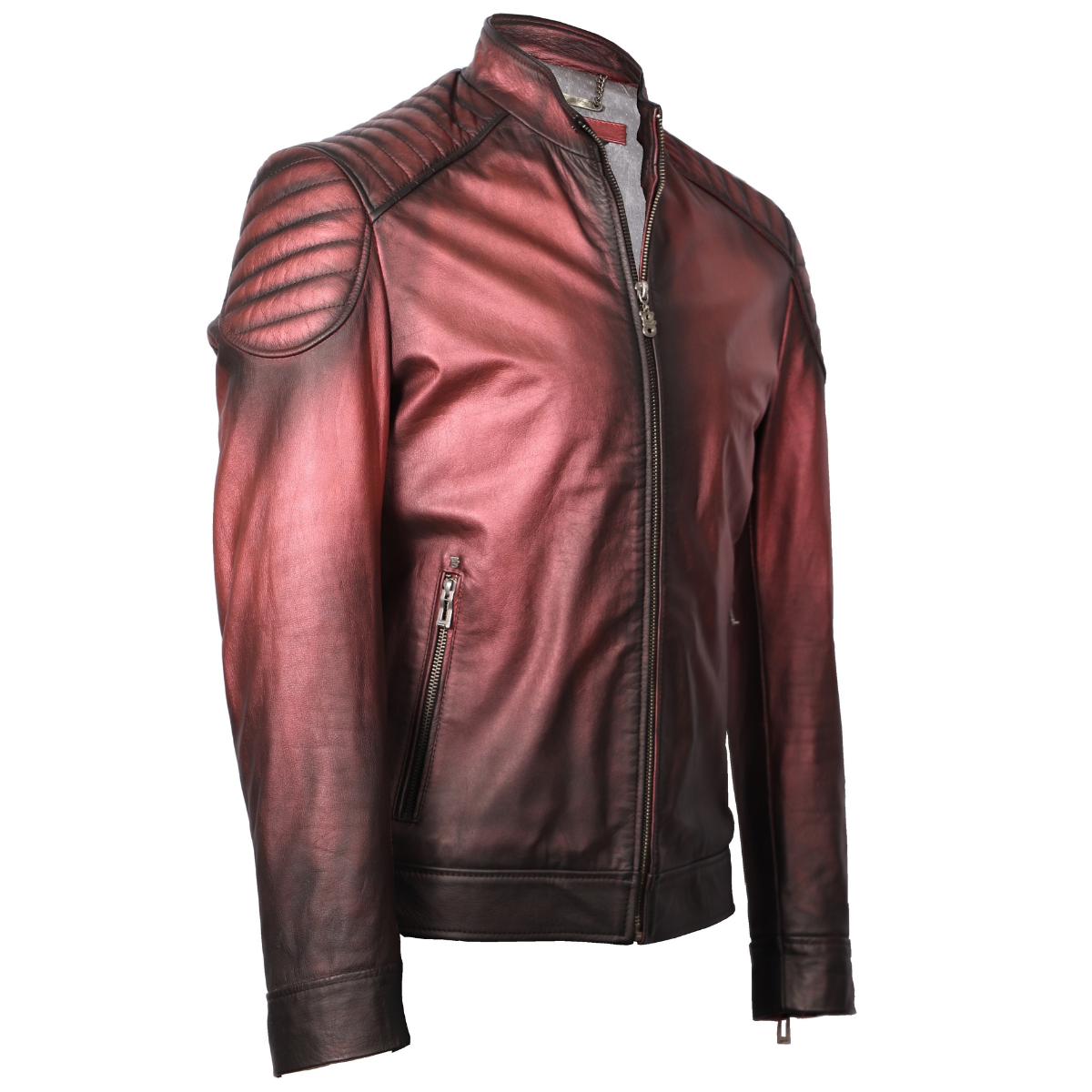 Chaqueta de Cuero Metalizado con Diseño Clásico
