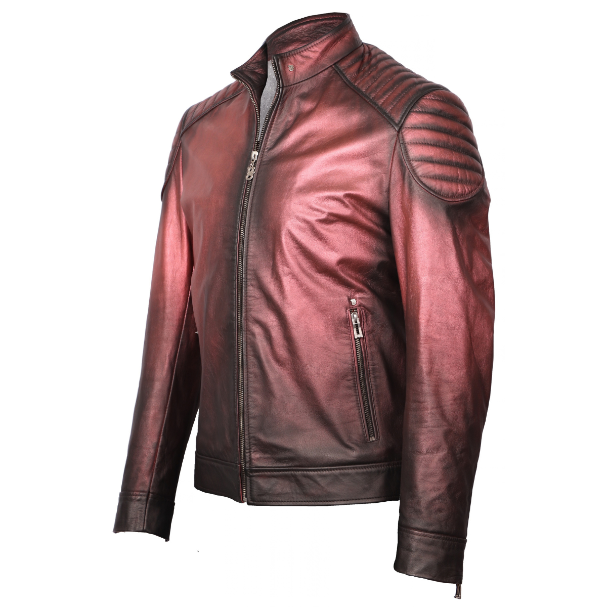 Chaqueta de Cuero Metalizado con Diseño Clásico