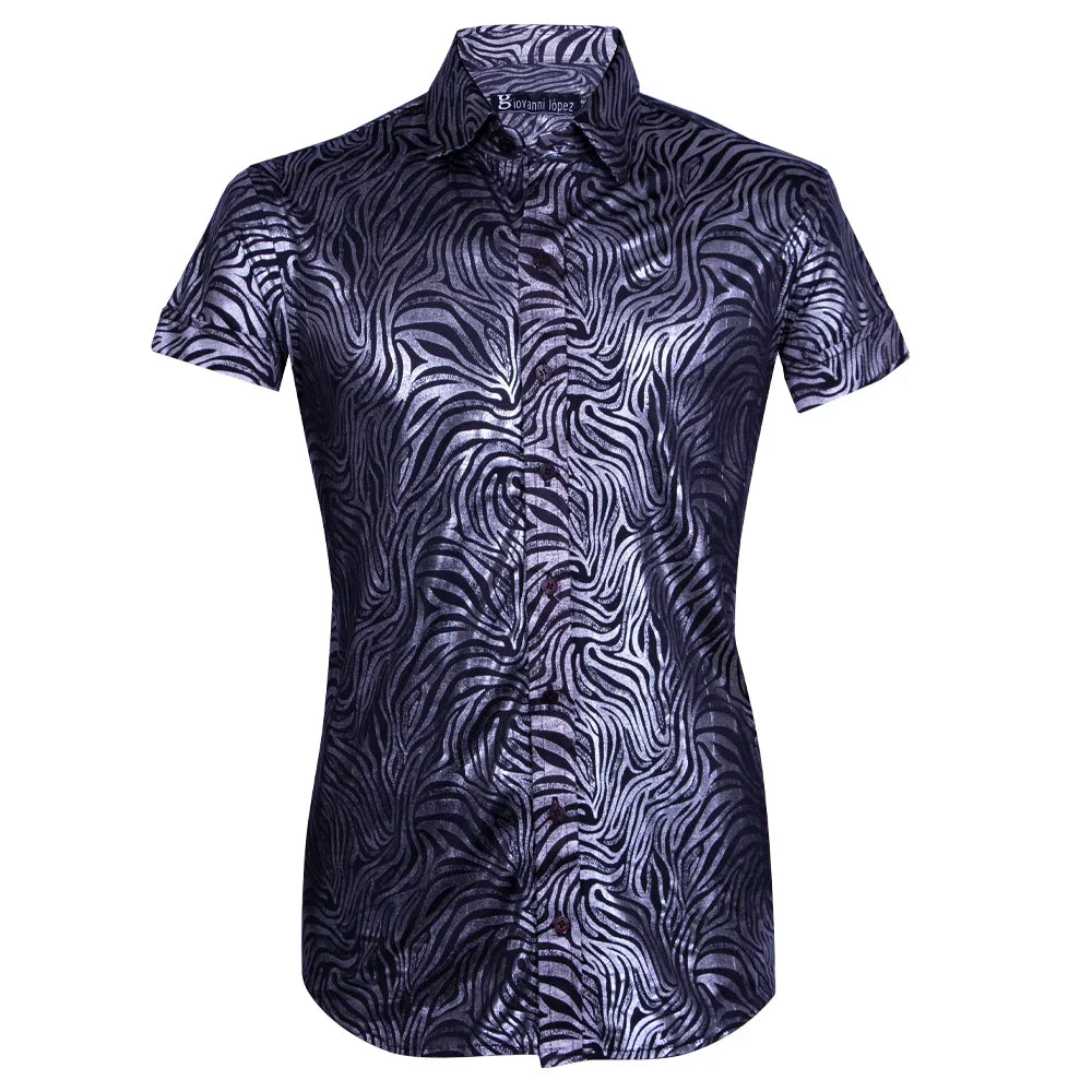 Camisa manga corta cebra plateado