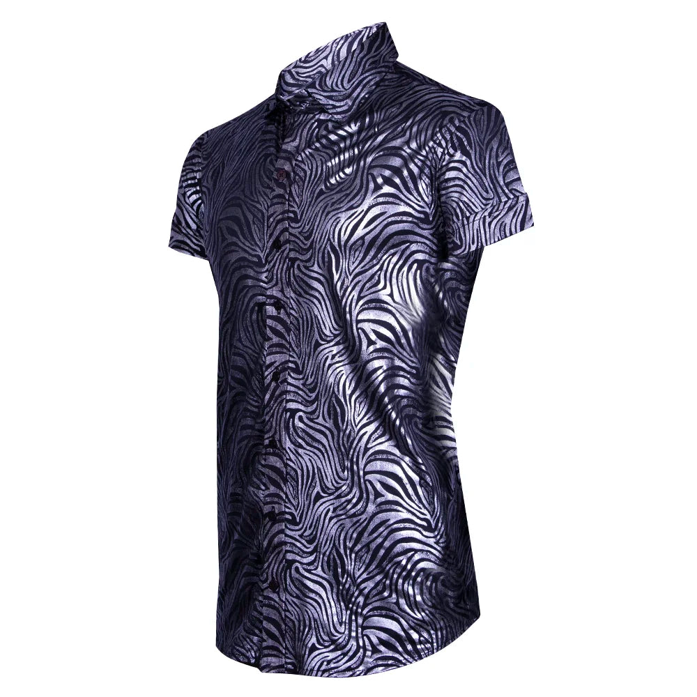 Camisa manga corta cebra plateado