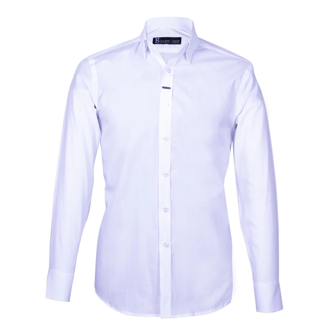 Camisa clásica blanca cuello con boton atrás