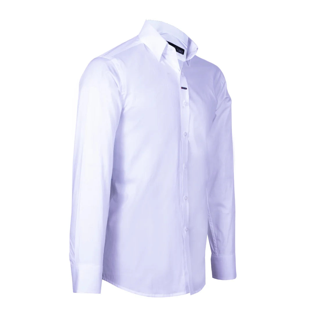 Camisa clásica blanca cuello con boton atrás