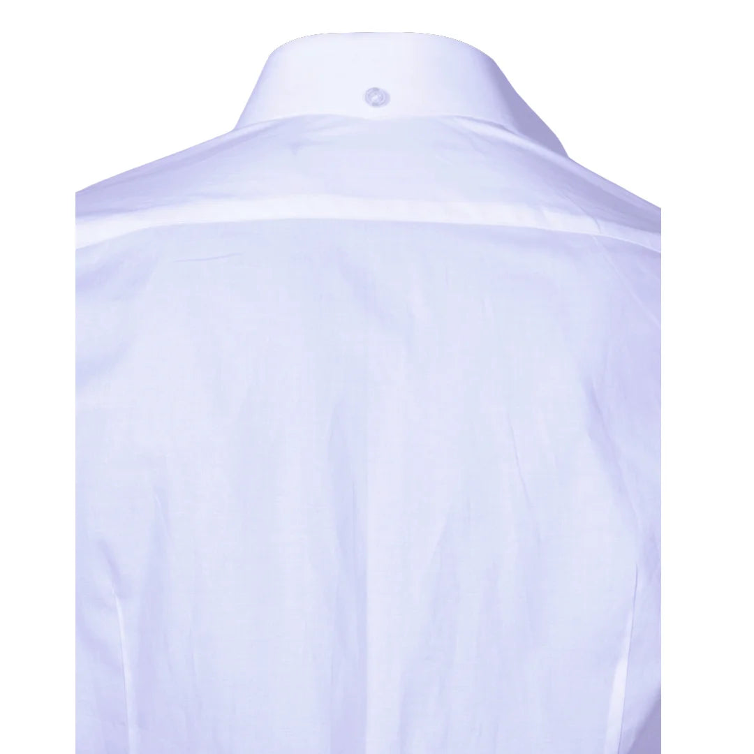Camisa clásica blanca cuello con boton atrás