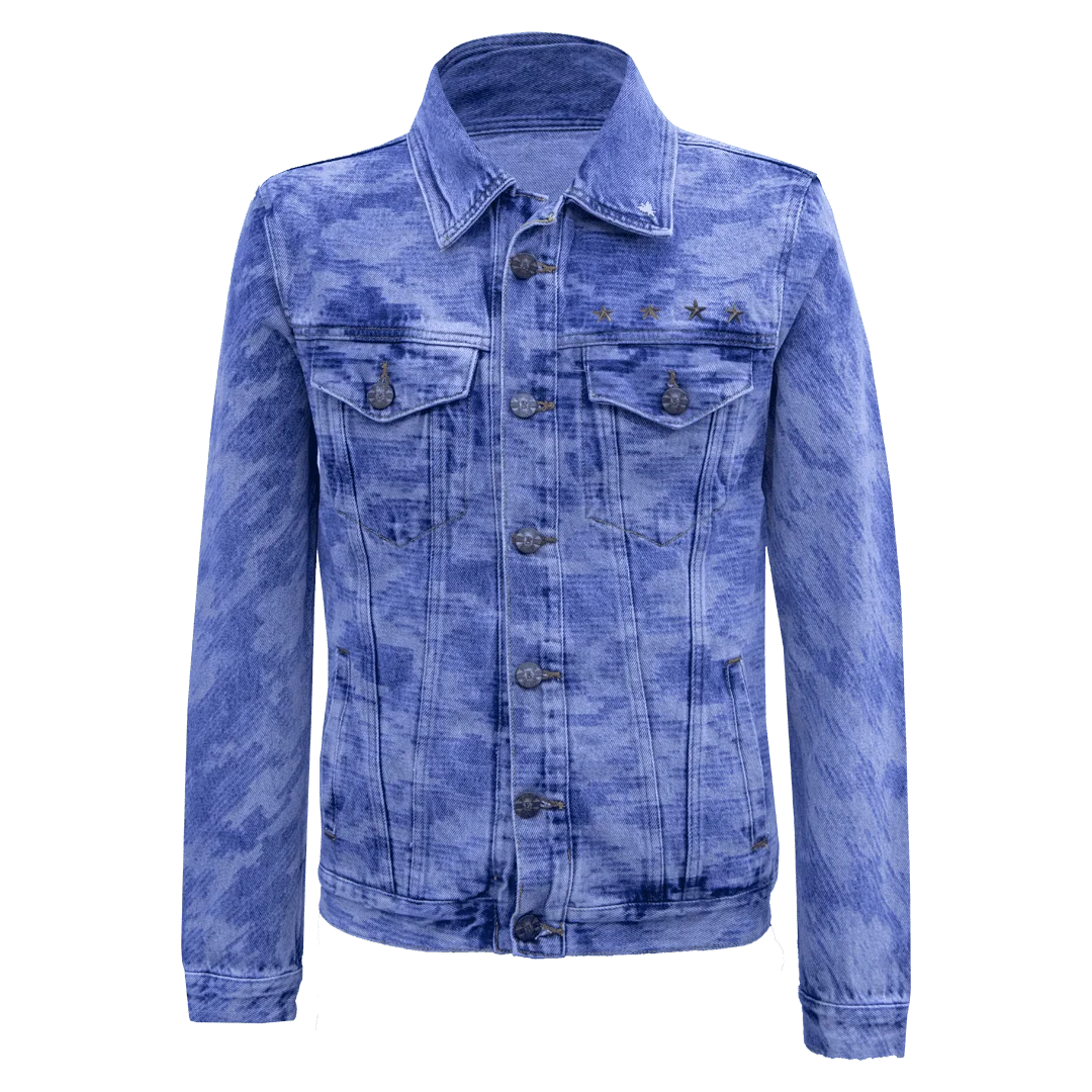 Chaqueta de jean azul boton gris