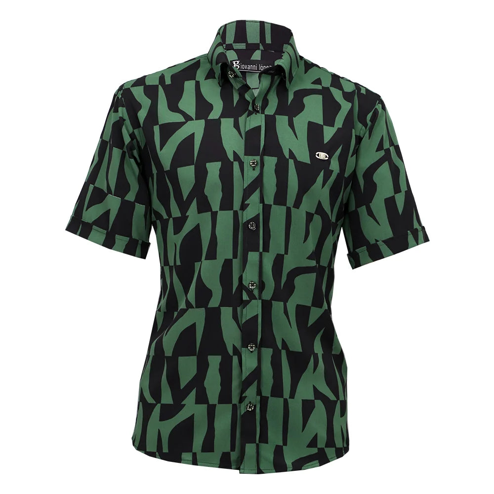 camisa manga corta estampado verde-negro-1