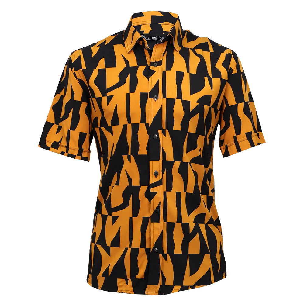 camisa manga corta estampado naranja negro-1