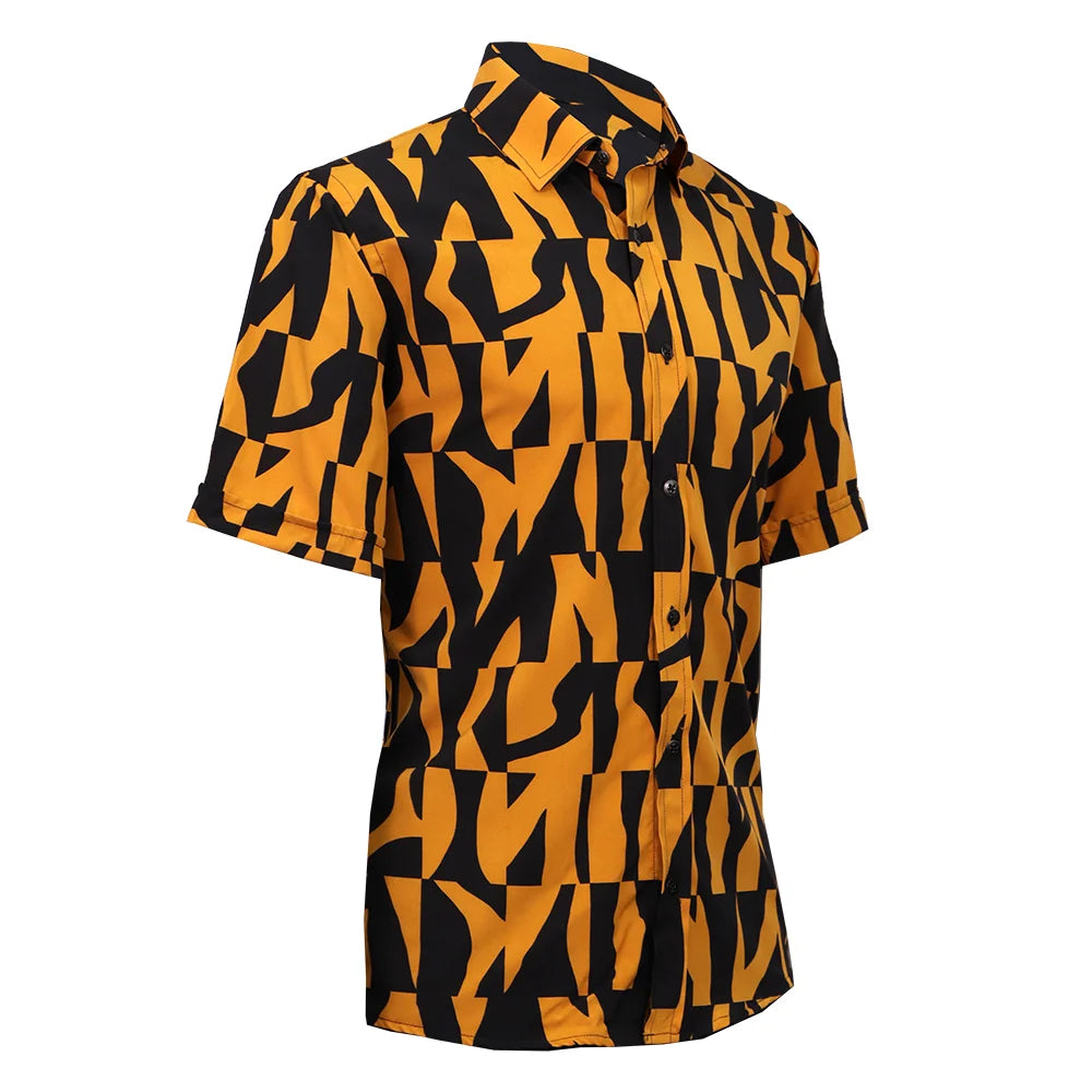 camisa manga corta estampado naranja negro-2