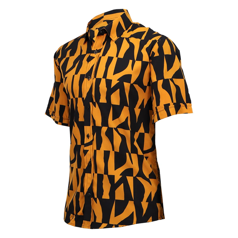 camisa manga corta estampado naranja negro-3
