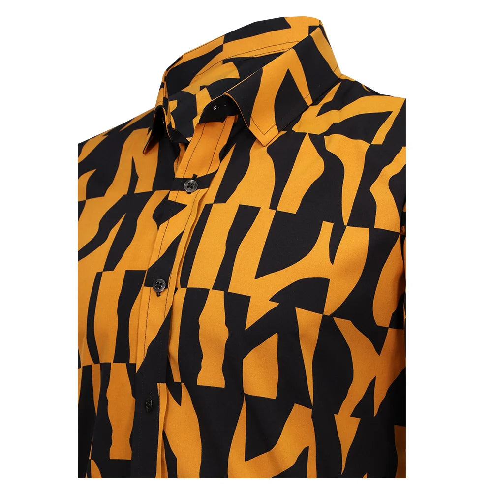 camisa manga corta estampado naranja negro-4