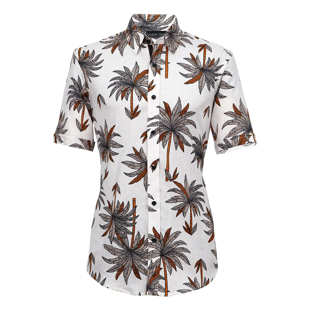 camisa de lino manga corta estampado palmeras-1