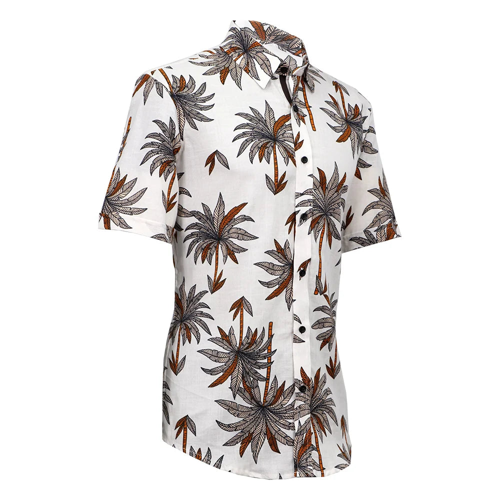 camisa de lino manga corta estampado palmeras-2