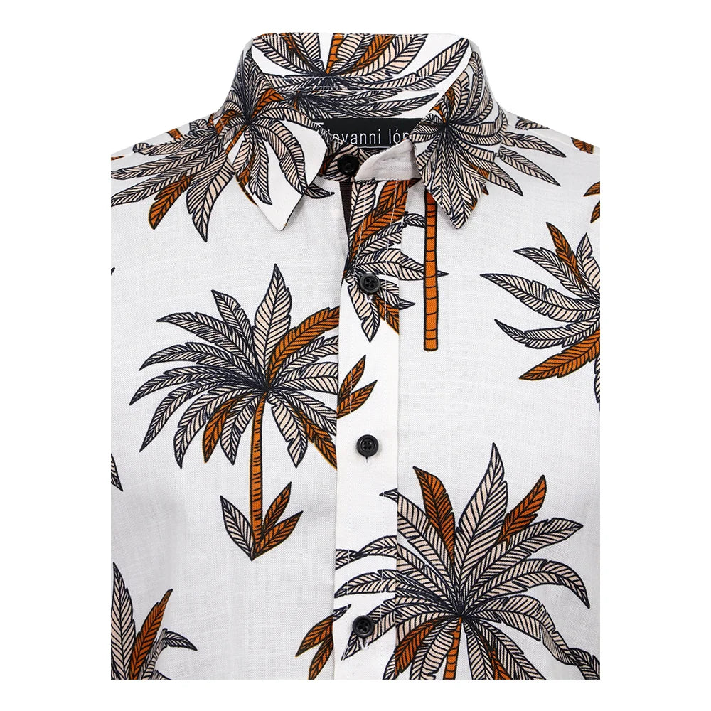 camisa de lino manga corta estampado palmeras-5