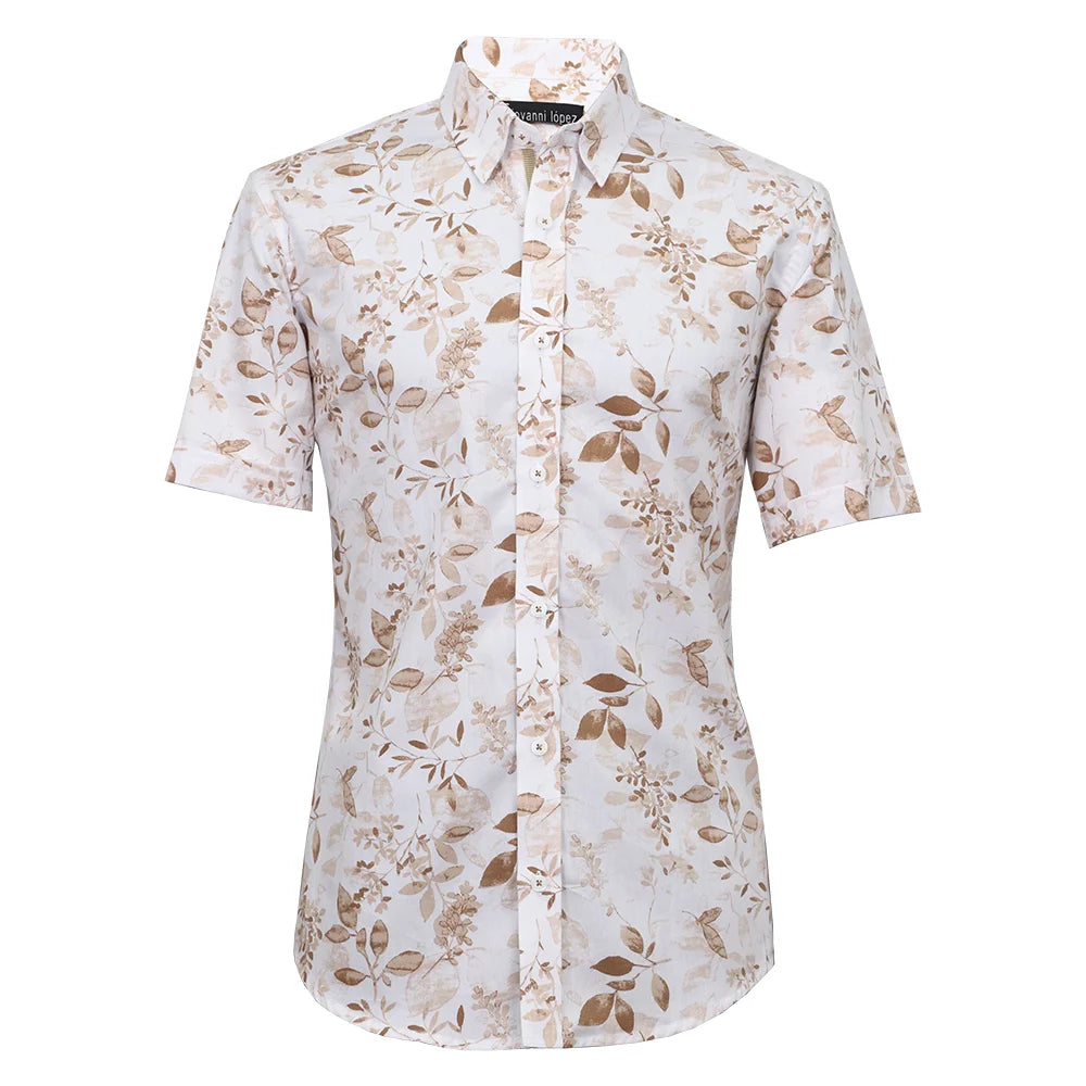 camisa lino estampado flores manga corta-1