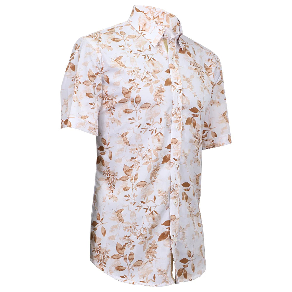 camisa lino estampado flores manga corta-2