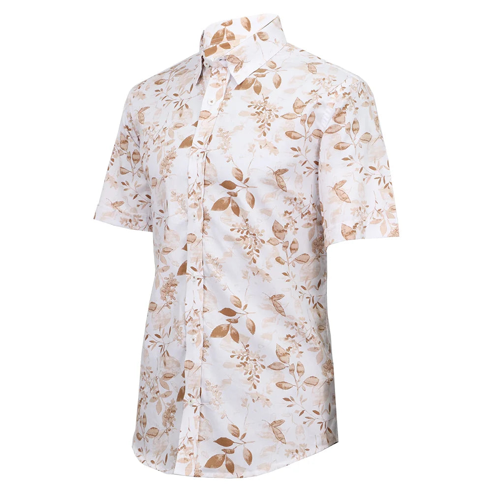 camisa lino estampado flores manga corta-3