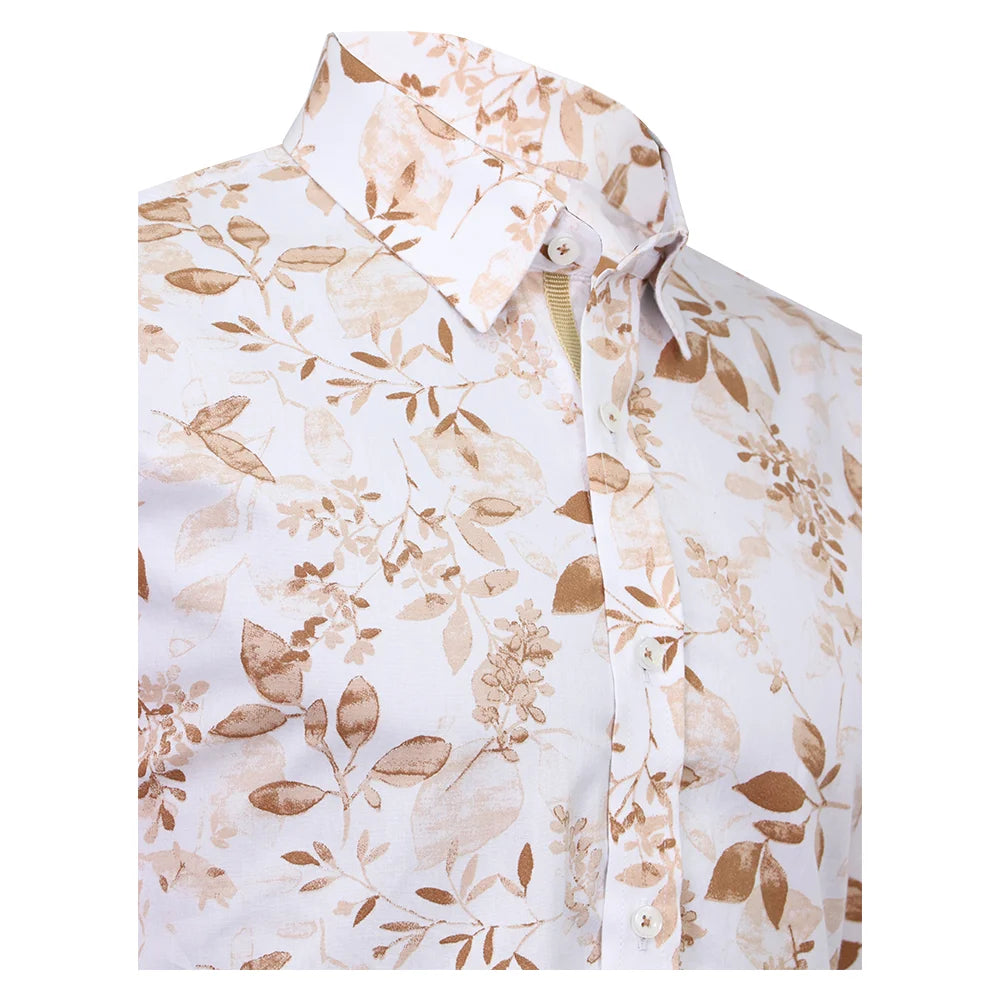 camisa lino estampado flores manga corta-5