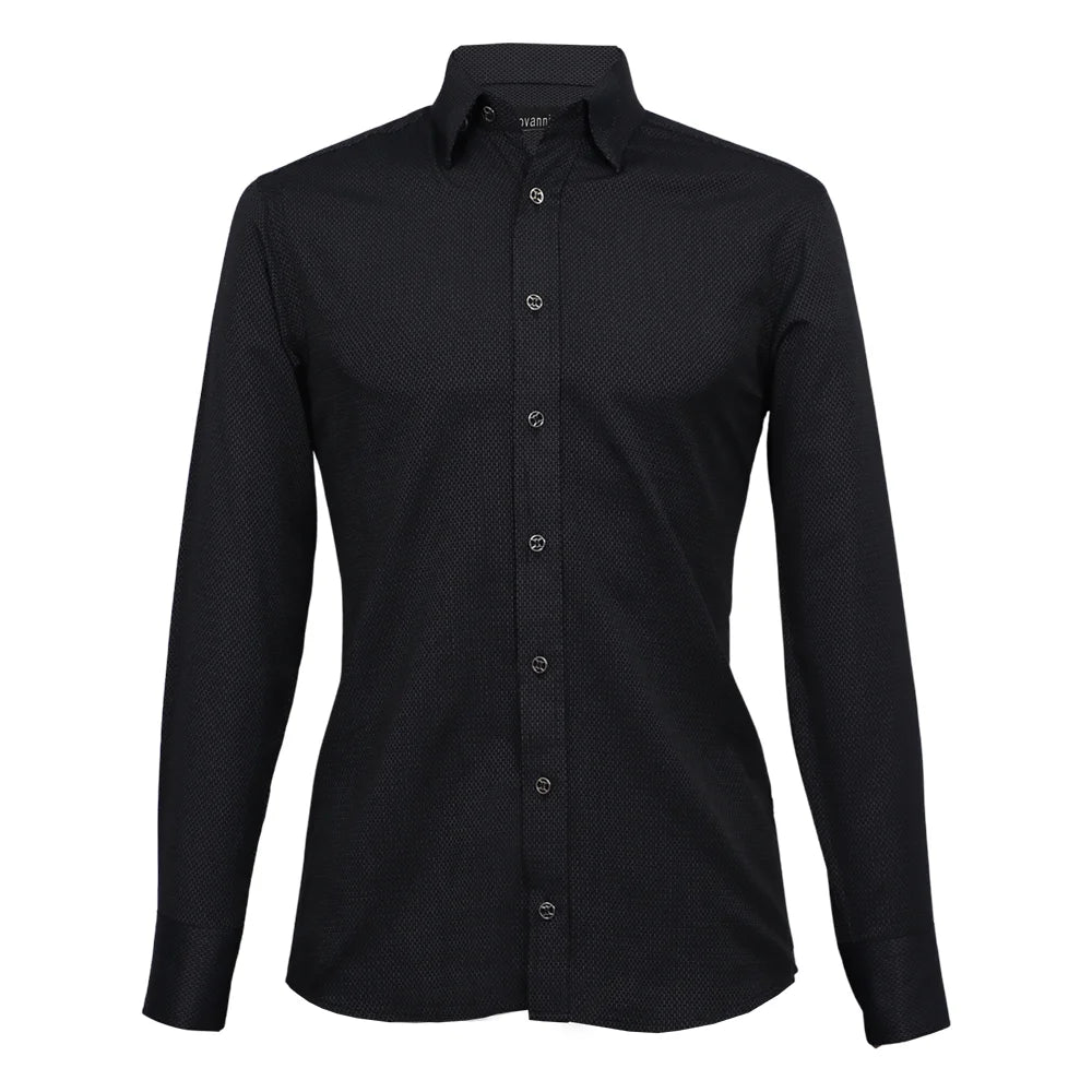 Camisa negra con textura -1