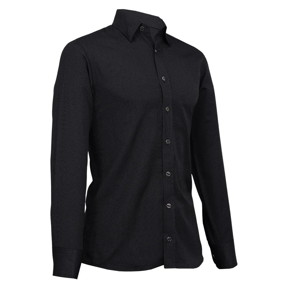 Camisa negra con textura -3