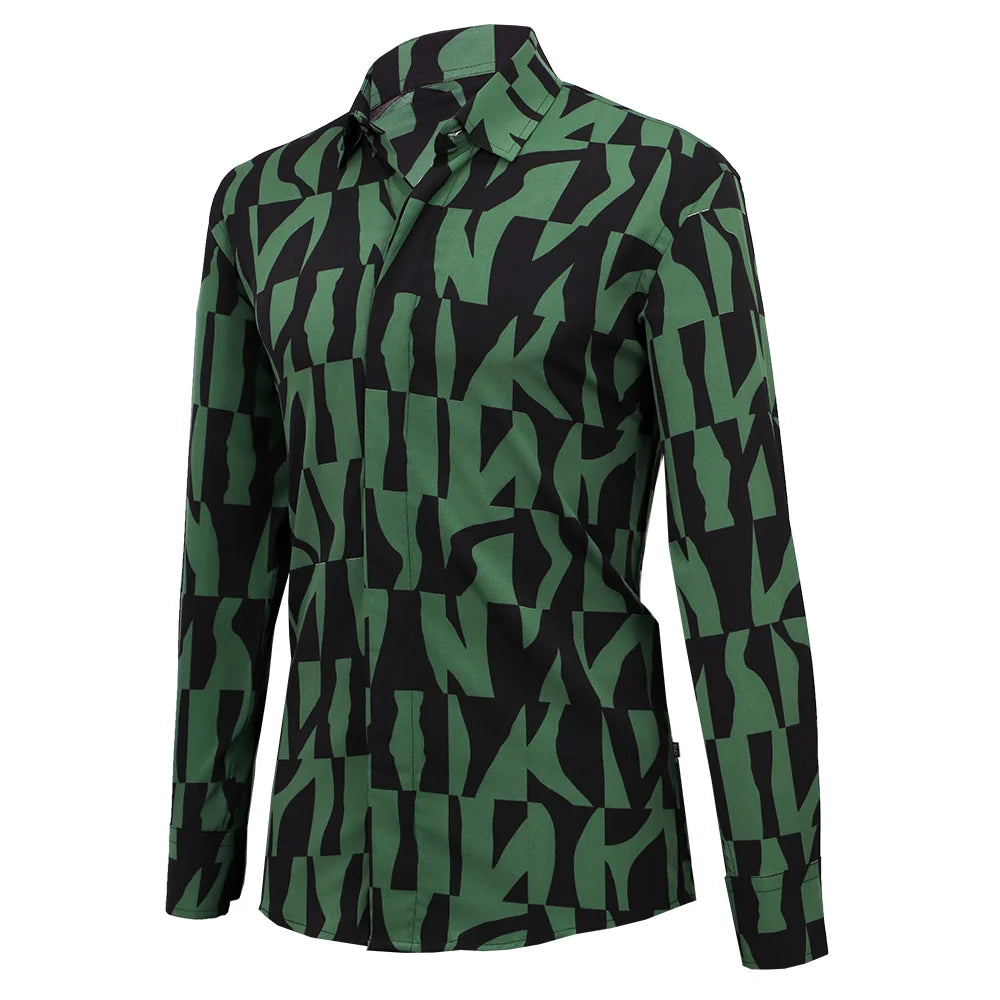 camisa manga larga estampado verde y negro-1