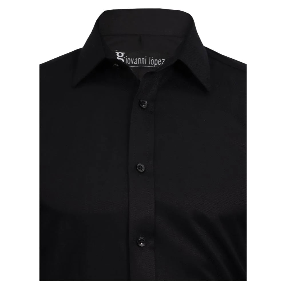 Camisa negra clasica con puños mancorna 4