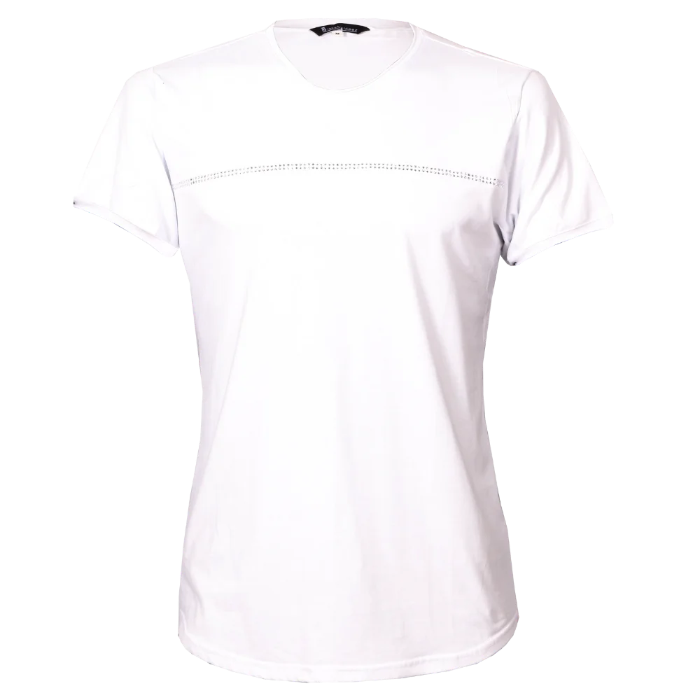 Camiseta Blanca Minimalista con Detalle Frontal Decorativo