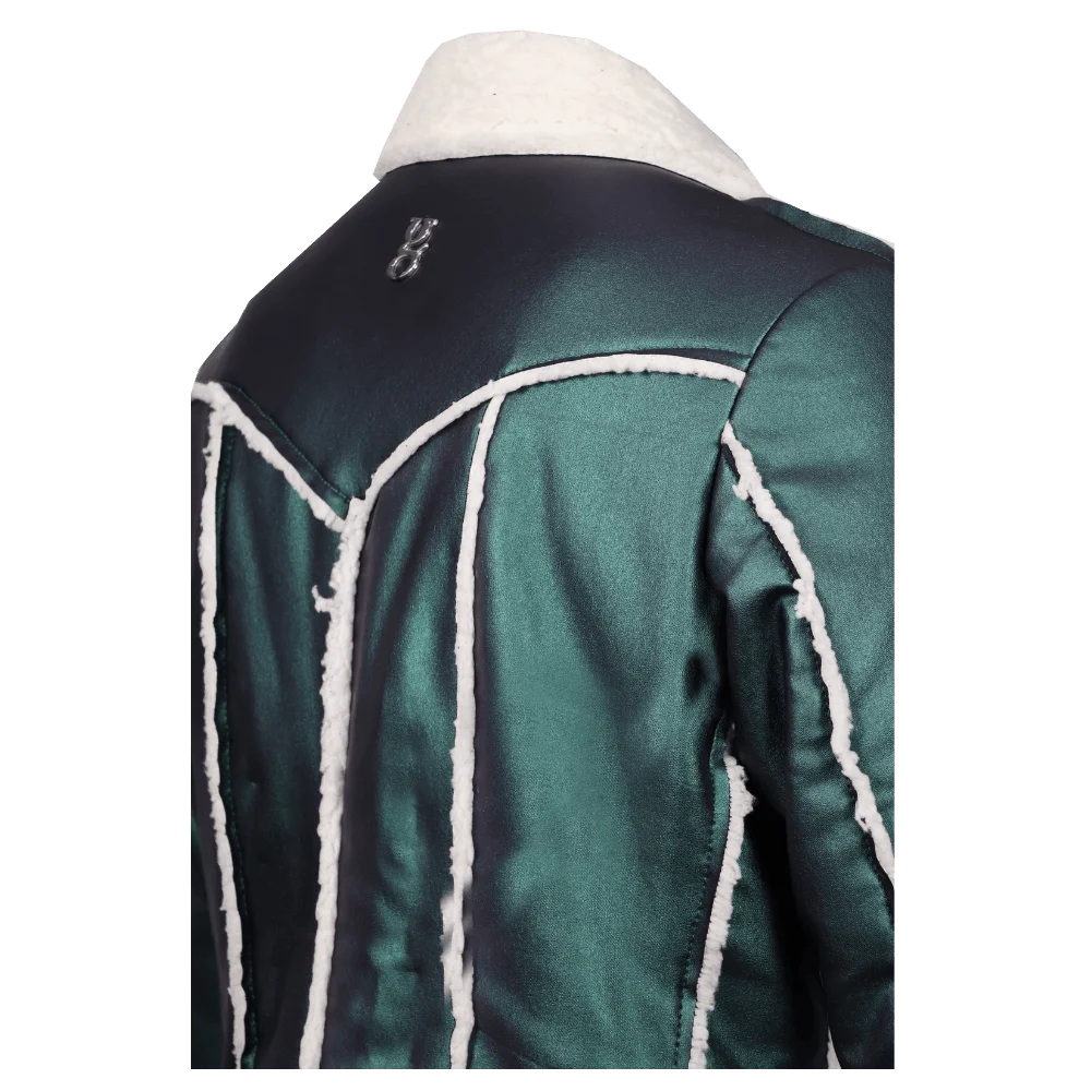 Chaqueta aviador verde metalizado y ovejero 3
