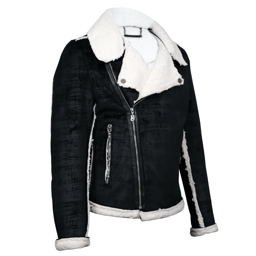 Chaqueta aviador acabado texturizado con ovejero 2