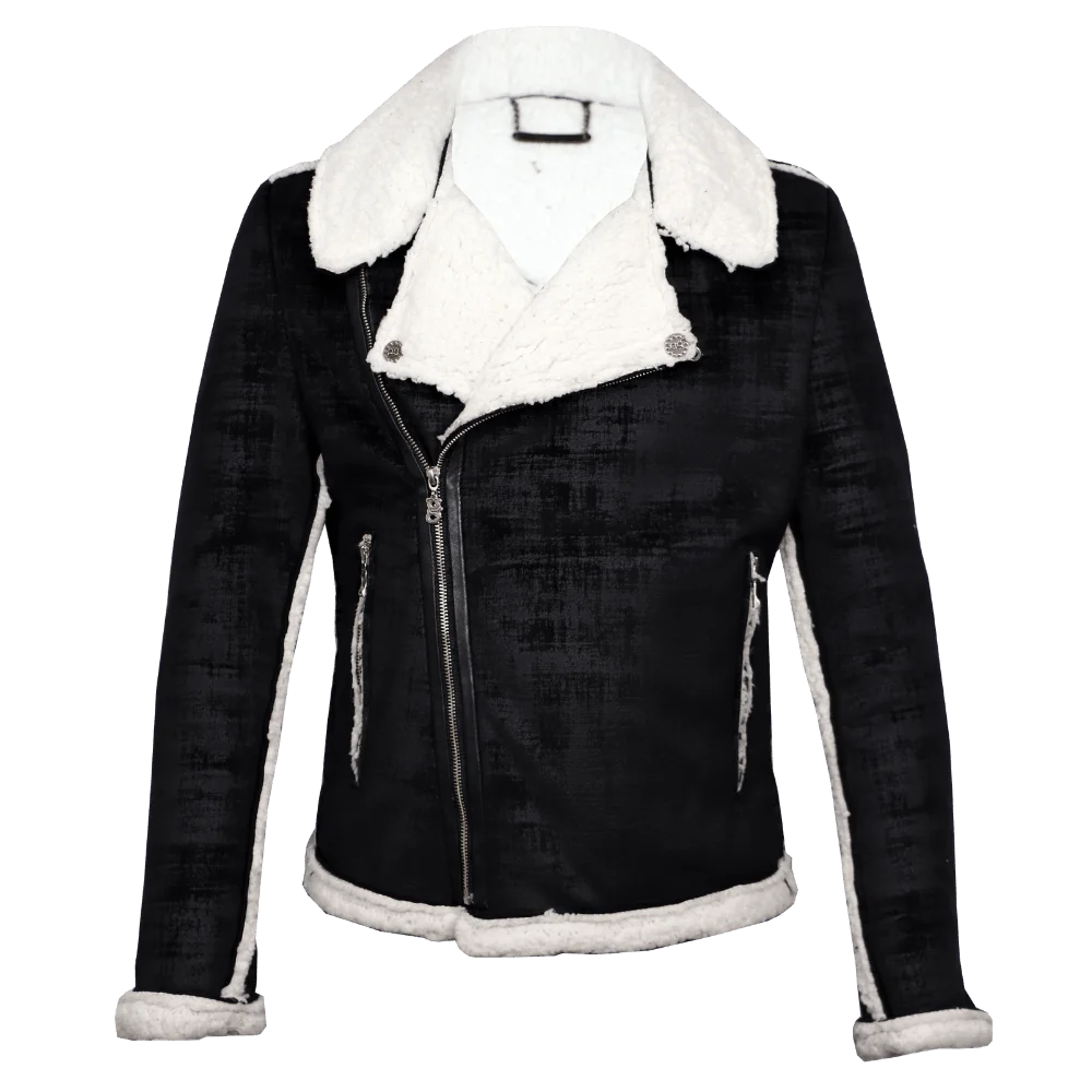 Chaqueta aviador acabado texturizado con ovejero