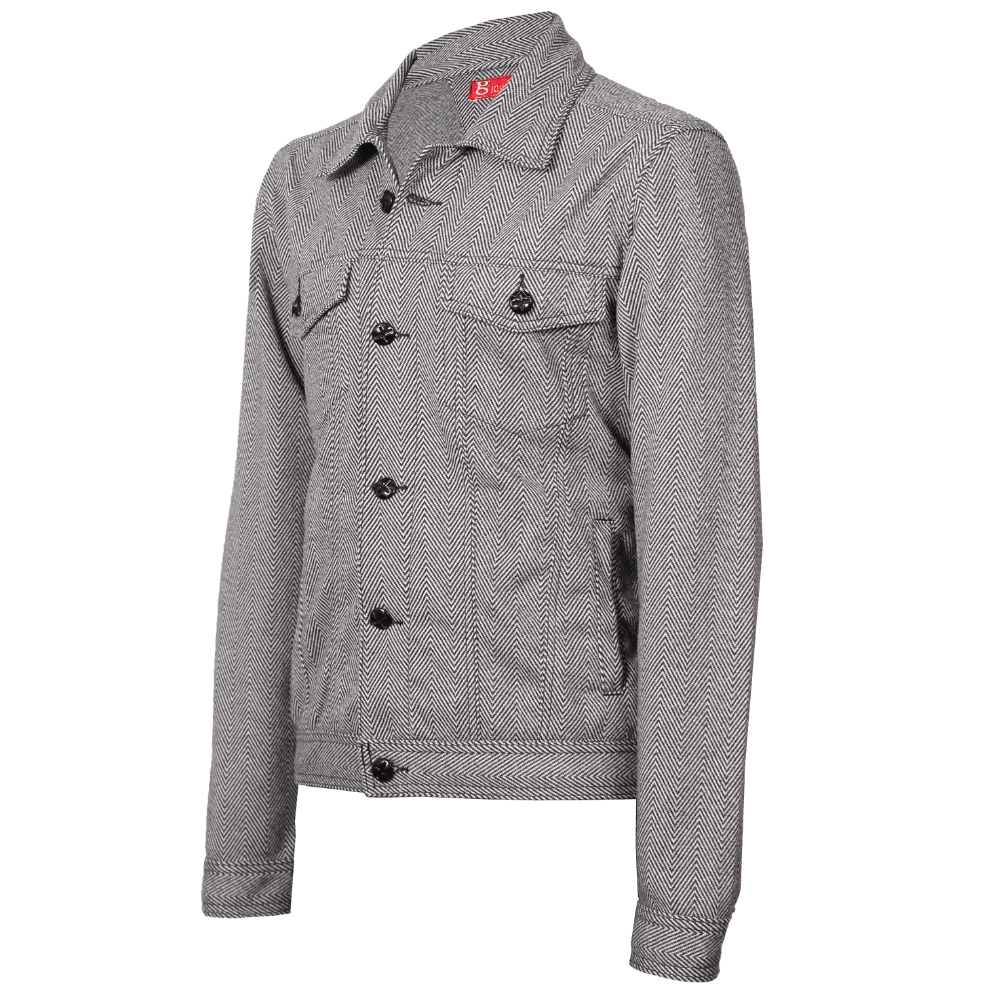 Chaqueta gris de textura espiga tipo clásico 1