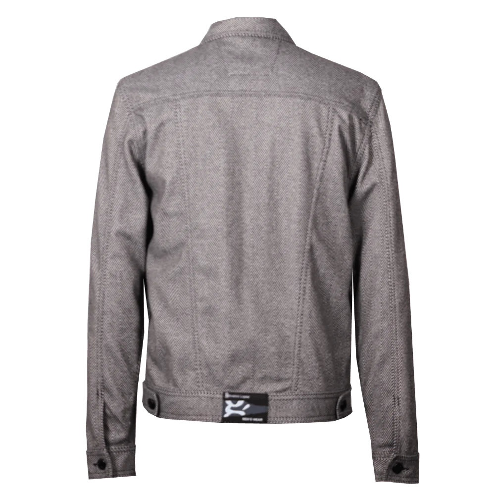Chaqueta gris de textura espiga tipo clásico 3