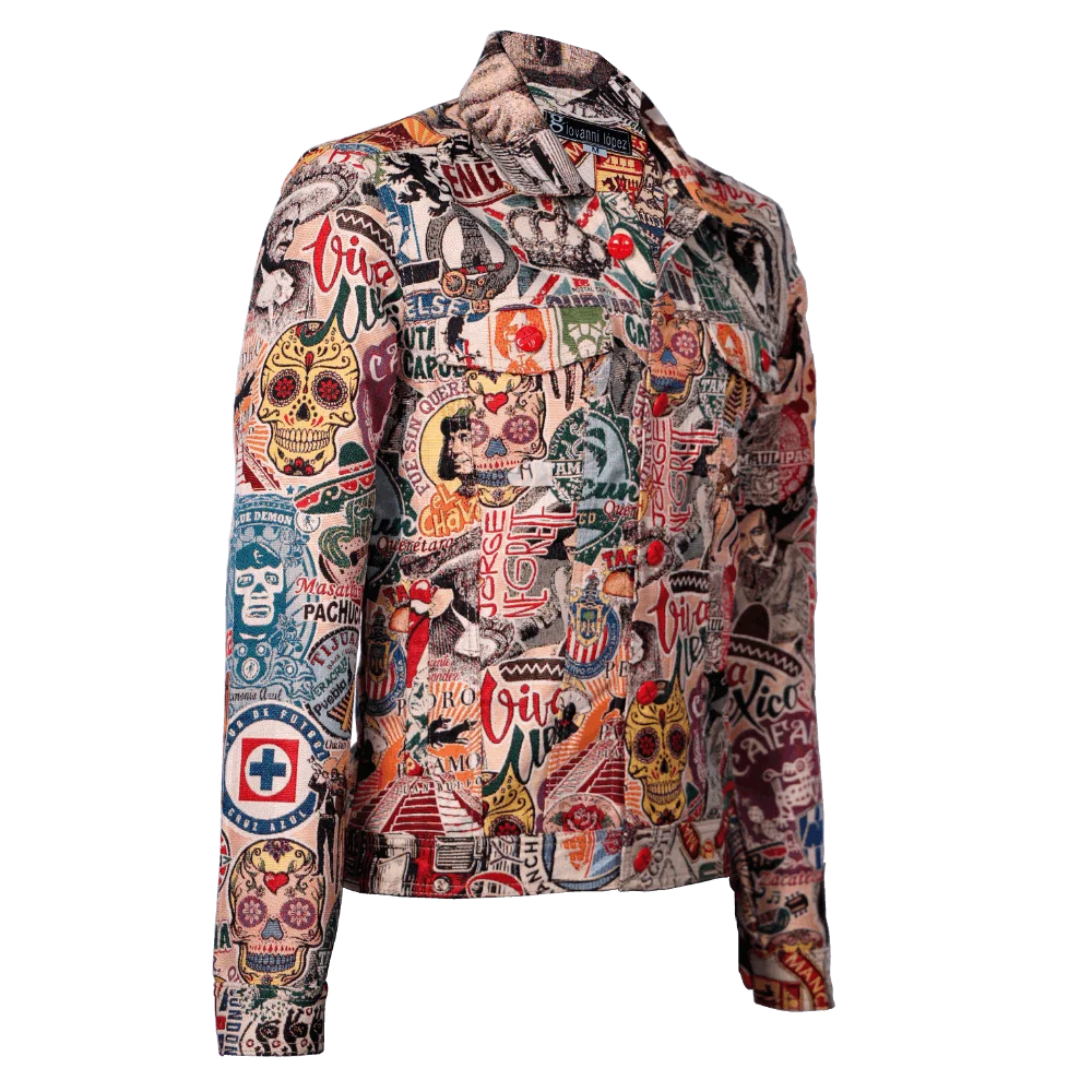 Chaqueta clásica en jacquard estampado 1