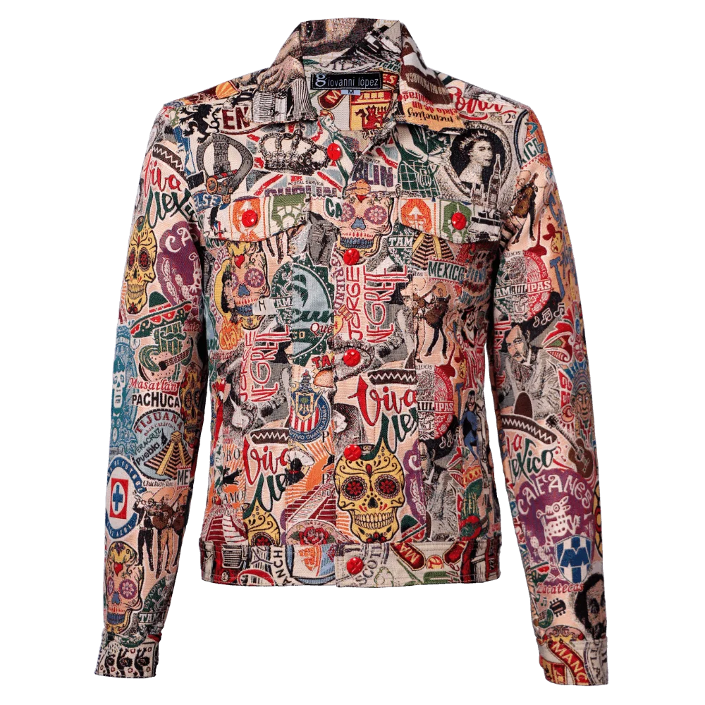 Chaqueta clásica en jacquard estampado