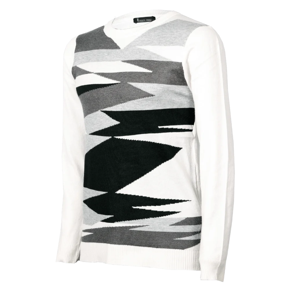 Sweater casual con diseño bbstracto blanco-gris 1