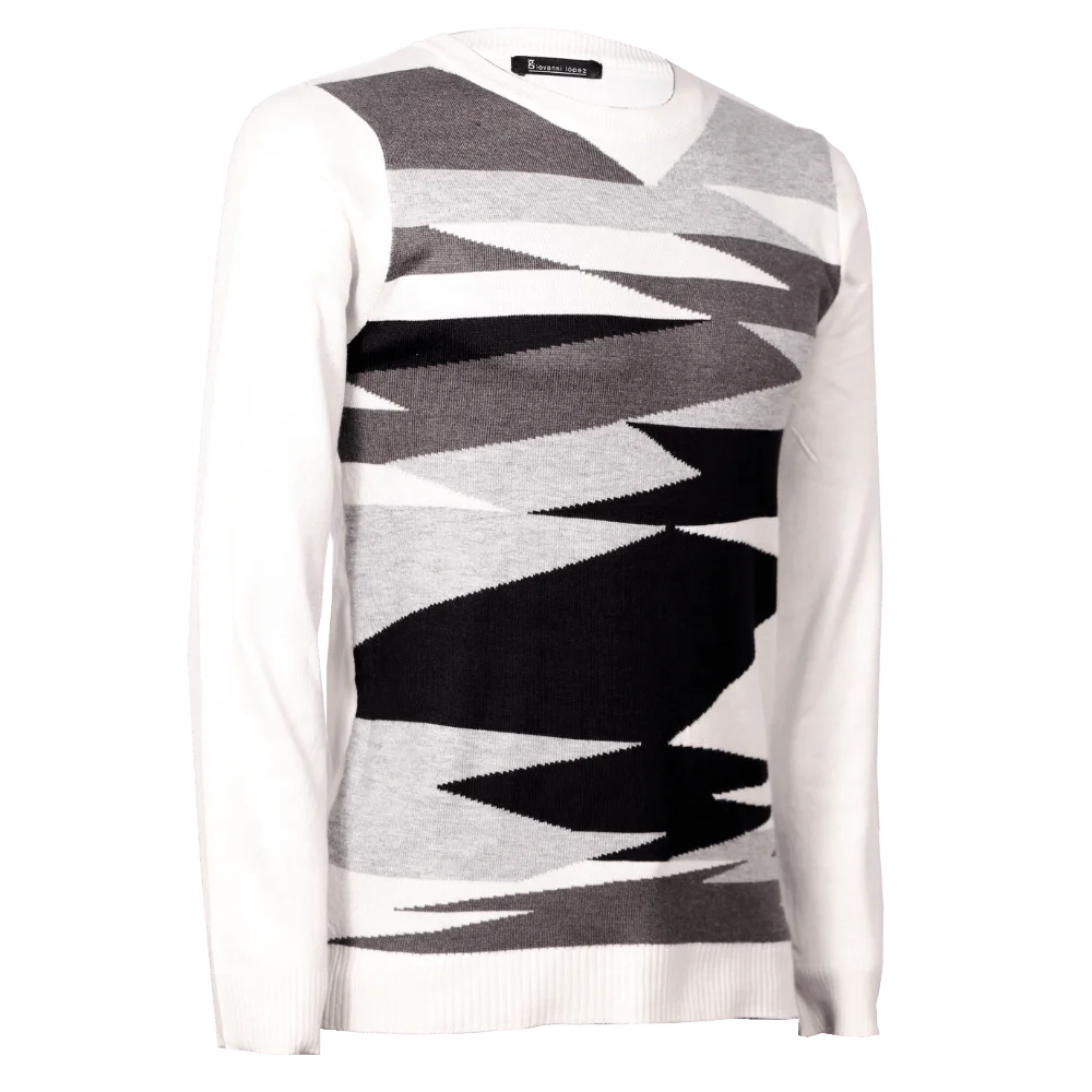 Sweater casual con diseño bbstracto blanco-gris 2