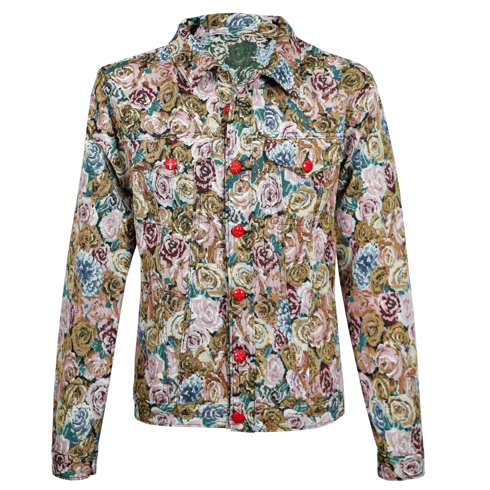 Chaqueta clásica en jacquard floral